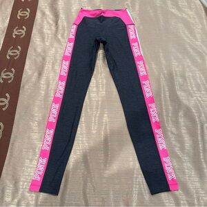 Victorias Secret Pink Leggings Women’s XS Gray Pink Logo Side Design High Waist
